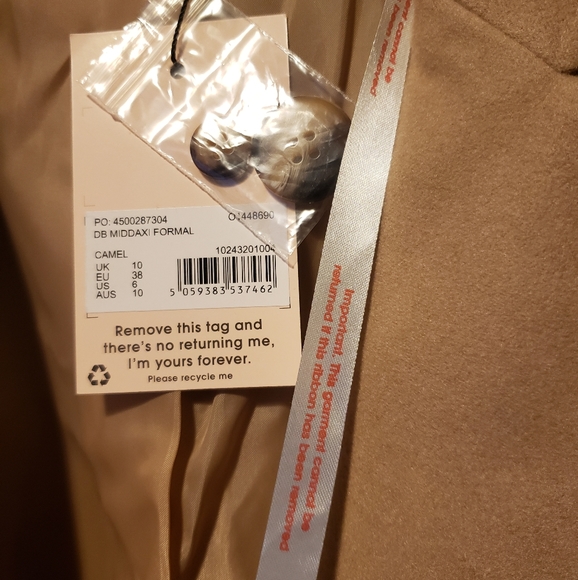 Missguided Camel Bouble Breasted Long formal coat - Picture 4 of 5